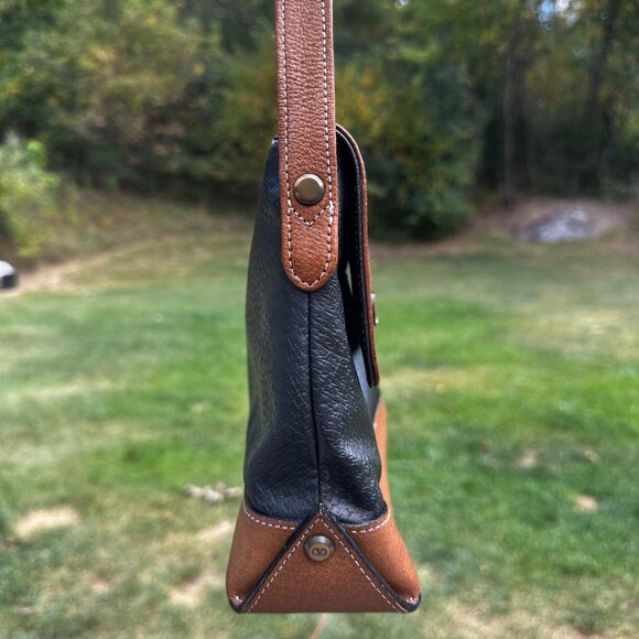 Vintage Valentino Garavani Crossbody Shoulder Bag Black Brown Leather Italy - Picture 6 of 16